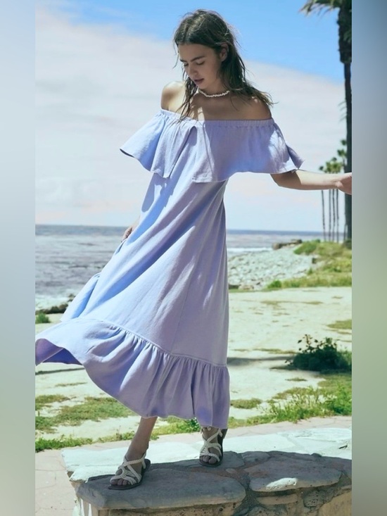Free People Dresses & Skirts - NWT FREE PEOPLE LYNNE OFF THE SHOULDER DRESS XS LAVENDER LUSTER BLUE